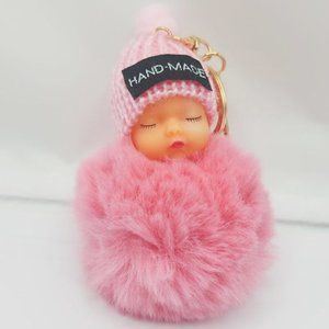 New 6 inch baby fluffy pom pom key chain / baby bag / baby shower gift ornament
